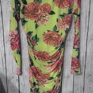 AFRM Green Ruched Long Sleeve Bodycon Dress